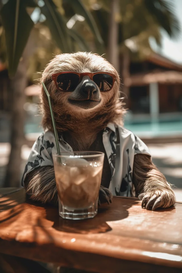 Cool sloth mascot for the Costa Rica adventure quiz