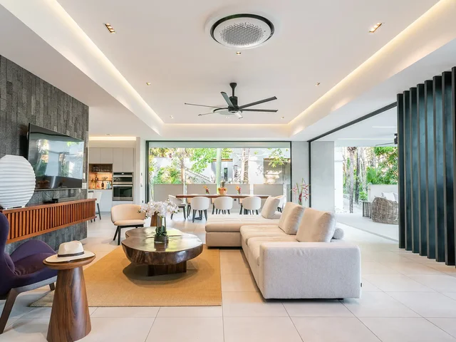 Living area at Jungle Haven opening onto the terrace
